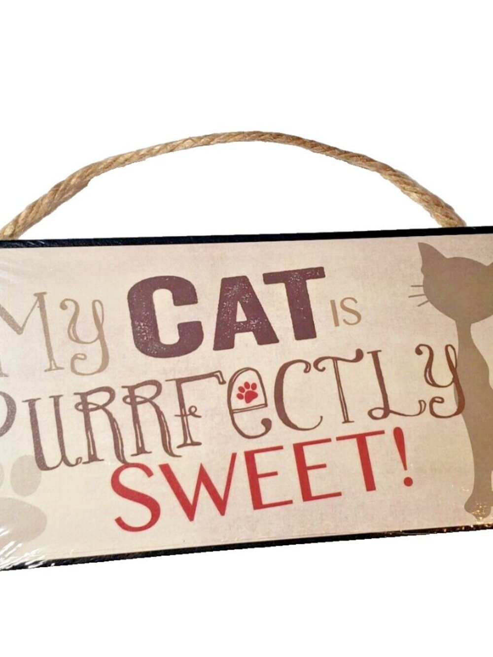 My Cat is Purrfectly Sweet Wall Sign Hanging 5 x 10 inch Wood P Graham Dunn